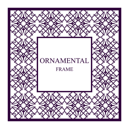 Vintage ornamental frame. Template with ornate pattern for design of greeting card, wedding invitation, birthday.のイラスト素材