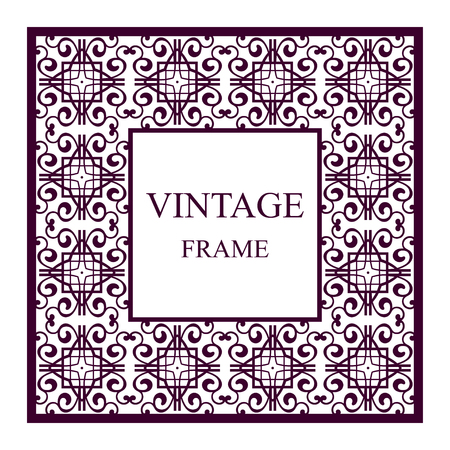 Vintage ornamental frame. Template with ornate pattern for design of greeting card, wedding invitation, birthdayのイラスト素材