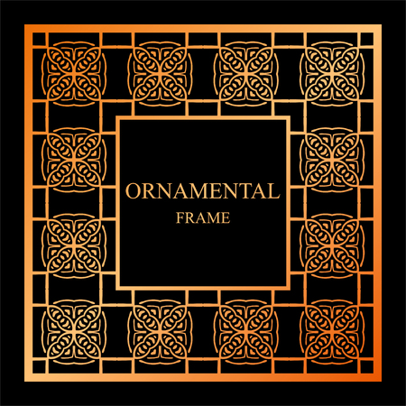 Vintage ornamental frame. Template with ornate pattern for design of greeting card, wedding invitation, birthdayのイラスト素材