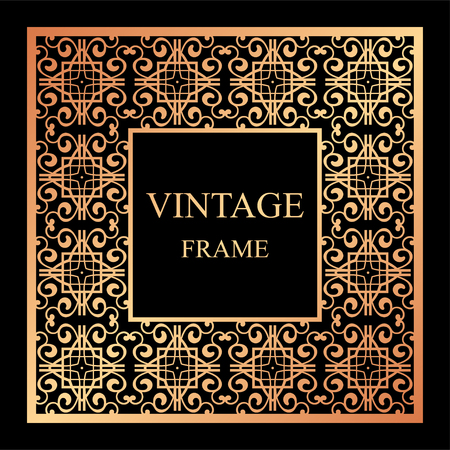 Vintage ornamental frame. Template with ornate pattern for design of greeting card, wedding invitation, birthday.のイラスト素材