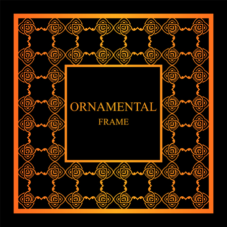 Vintage ornamental frame. Template with ornate pattern for design of greeting card, wedding invitation, birthdayのイラスト素材