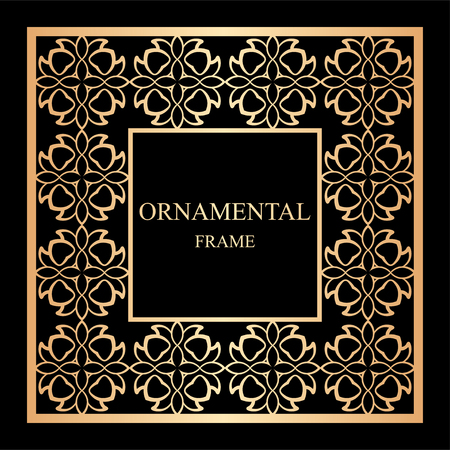 Vintage ornamental frame. Template with ornate pattern for design of greeting card, wedding invitation, birthdayのイラスト素材