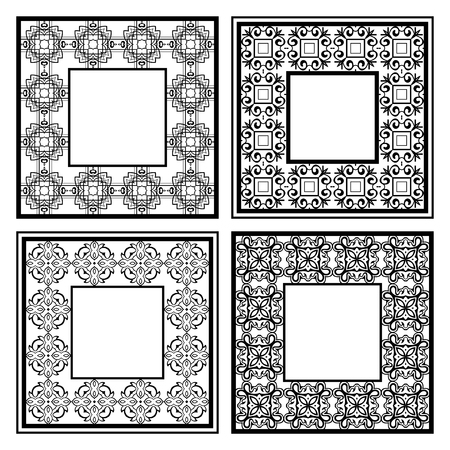 Vintage ornamental frames set. Templates with ornate pattern for design of greeting card, wedding invitation, birthdayのイラスト素材