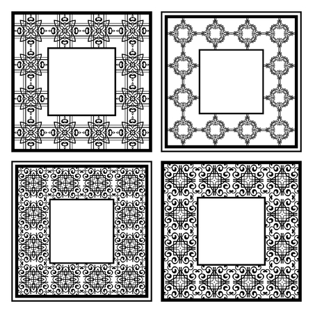 Vintage ornamental frames set. Templates with ornate pattern for design of greeting card, wedding invitation, birthdayのイラスト素材