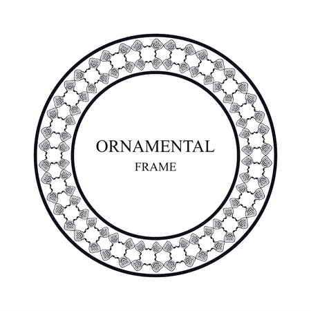 Vintage ornamental round frame. Template with ornate pattern for design of greeting card, wedding invitation, birthdayのイラスト素材