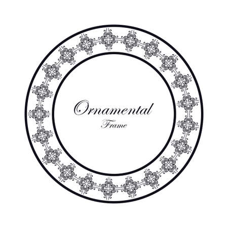 Vintage ornamental round frame. Template with ornate pattern for design of greeting card, wedding invitation, birthdayのイラスト素材