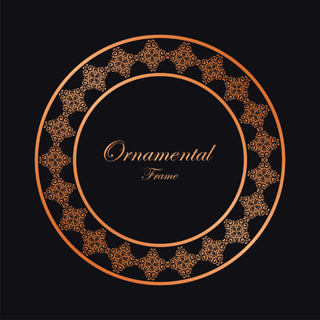 Vintage ornamental round frame. Template with ornate pattern for design of greeting card, wedding invitation, birthdayのイラスト素材