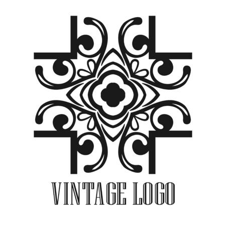 Vintage ornamental logo monogram. Retro luxury logotype for design with swirl elementsのイラスト素材