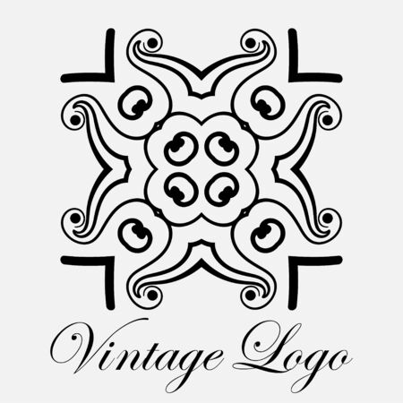 Vintage ornamental logo monogram. Retro luxury logotype for design with swirl elementsのイラスト素材