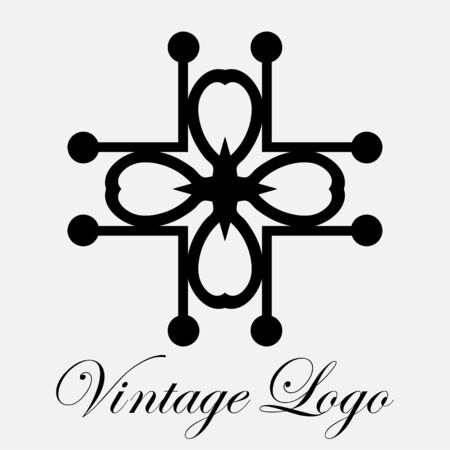 Vintage ornamental logo monogram with cross shaped illustrationのイラスト素材