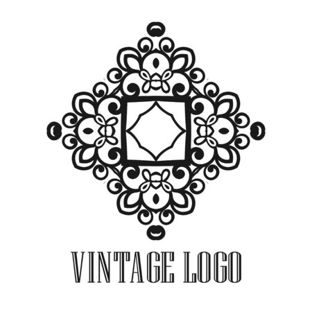 Vintage logo ornamental monogram with diamond shaped swirl elementsのイラスト素材