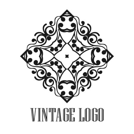 Vintage ornamental logo monogram. Retro luxury logotype for design with swirl elementsのイラスト素材