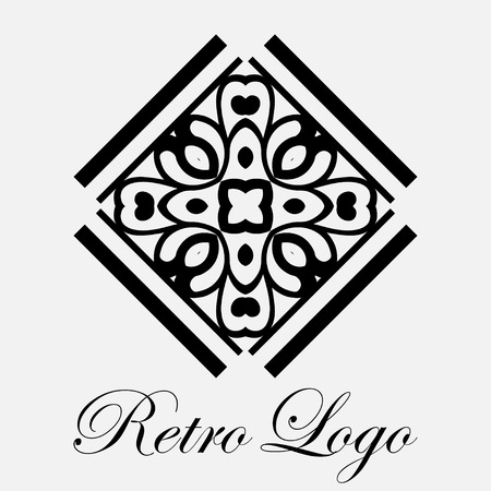 Retro ornamental logo monogram with diamond shape design elementのイラスト素材