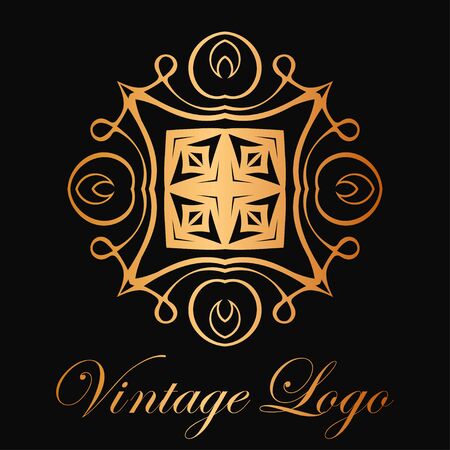 Vintage ornamental logo monogram. Retro luxury logotype for design with swirl elementsのイラスト素材