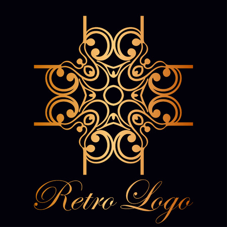Vintage ornamental logo monogram. Retro luxury logotype for design with swirl elementsのイラスト素材