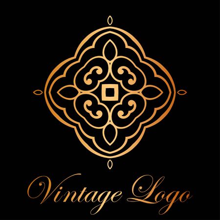 Vintage ornamental logo monogram. Retro luxury logotype for design with swirl elementsのイラスト素材