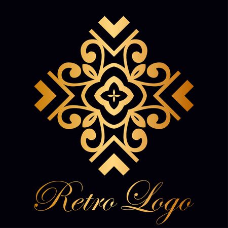 Vintage ornamental logo monogram. Retro luxury logotype for design with swirl elementsのイラスト素材