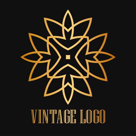 Vintage ornamental logo monogram. Retro luxury logotype for design with swirl elementsのイラスト素材