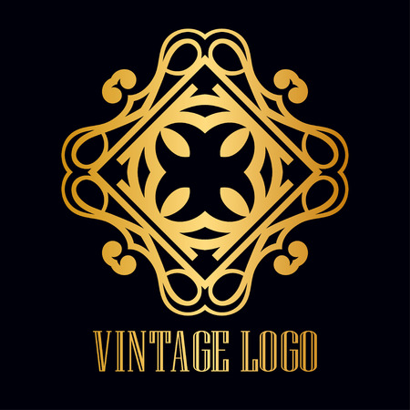 Vintage ornamental logo monogram. Retro luxury logotype for design with swirl elementsのイラスト素材