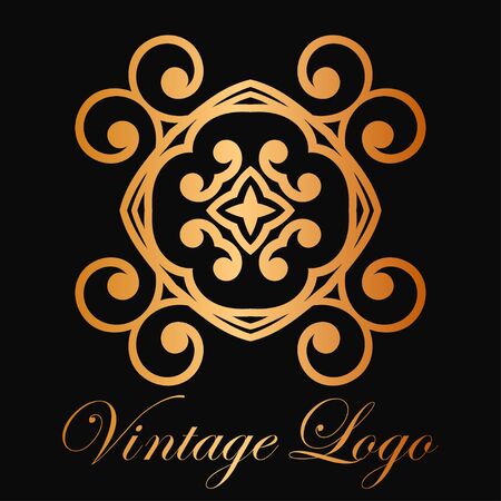 Vintage ornamental logo monogram. Retro luxury logotype for design with swirl elementsのイラスト素材