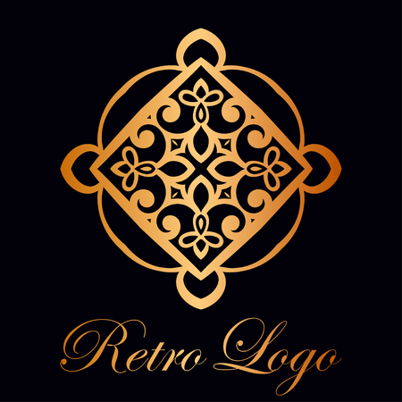 Vintage ornamental logo monogram. Retro luxury logotype for design with swirl elementsのイラスト素材