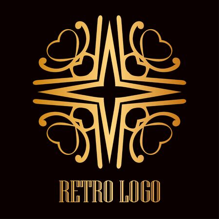 Vintage ornamental logo monogram. Retro luxury logotype for design with swirl elementsのイラスト素材