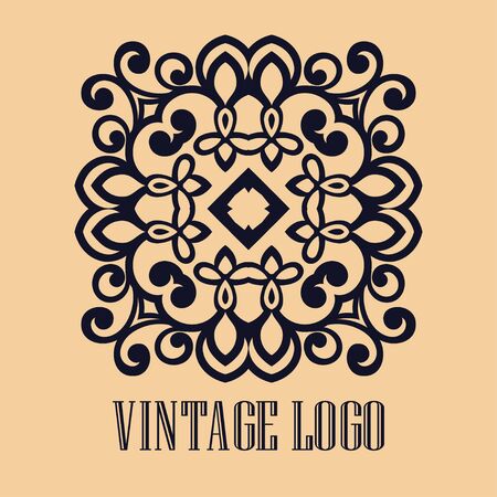 Vintage ornamental logo monogram. Retro luxury logotype for design with swirl elementsのイラスト素材