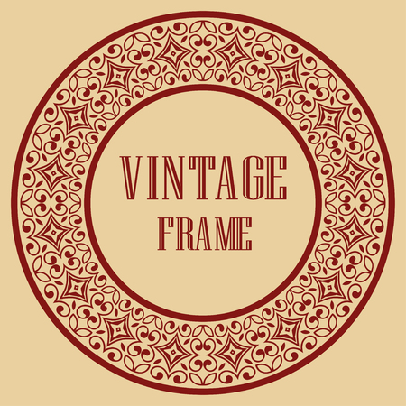 Vintage luxury retro ornamental round frame border with ornate pattern. Element for designのイラスト素材