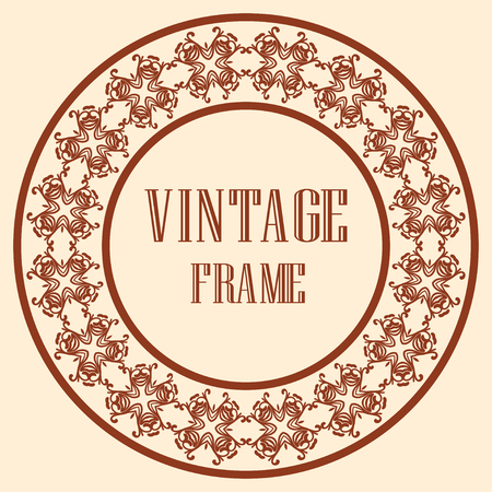 Vintage luxury retro ornamental round frame border with ornate pattern. Element for designのイラスト素材