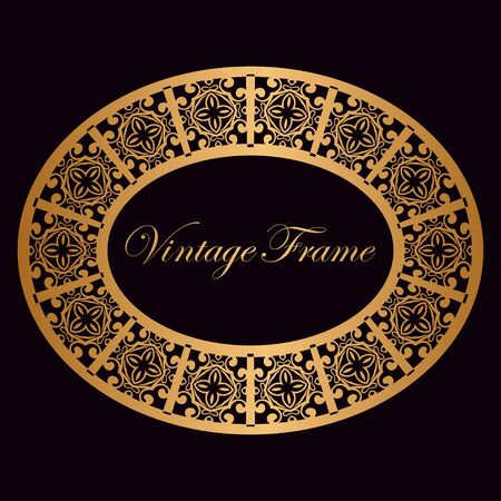 Vintage luxury retro ornamental round frame border with ornate pattern element for design.のイラスト素材