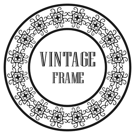 Vintage luxury retro ornamental round frame border with ornate pattern. Element for designのイラスト素材