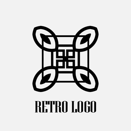 luxury antique art deco monochrome hipster minimal geometric vintage vector logoのイラスト素材