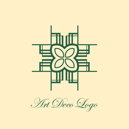 luxury antique art deco monochrome hipster minimal geometric vintage vector logoのイラスト素材