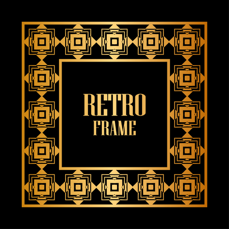 Art deco border and frame. Creative template in style of 1920s for your design. Vector illustration. Vintage retro invitation. EPS 10のイラスト素材