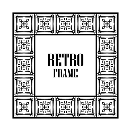 Art deco border and frame. Creative template in style of 1920s for your design. Vector illustration. Vintage retro invitation. EPS 10のイラスト素材
