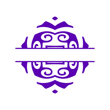 Flourishes calligraphic art deco logo emblem template with place for text. Luxury elegant deco ornamental logo design. Vector illustrationのイラスト素材