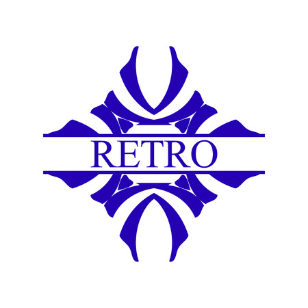 Flourishes calligraphic art deco logo emblem template with place for text. Luxury elegant deco ornamental logo design. Vector illustrationのイラスト素材