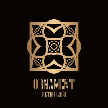 Retro style logo design, luxury vintage geometric vector illustration, art deco elementのイラスト素材