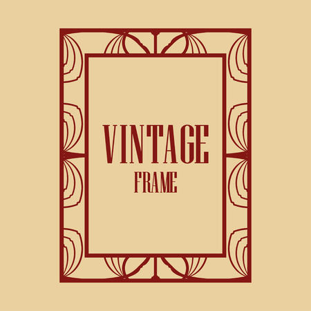 Retro style border frame design, luxury vintage geometric vector illustration, art deco elementのイラスト素材
