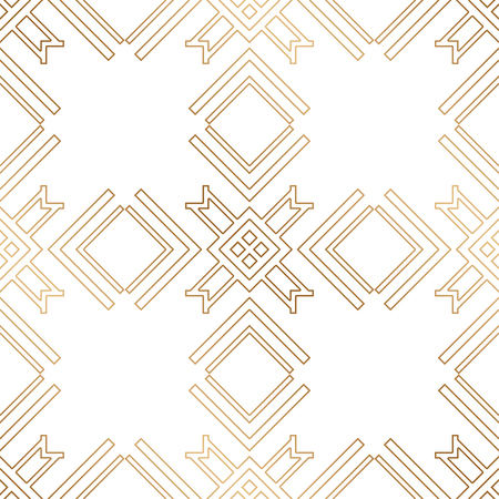 Art Deco Pattern. Seamless golden background. Minimalistic geometric design. Vector line design. 1920-30s motifs. Luxury vintage illustrationのイラスト素材
