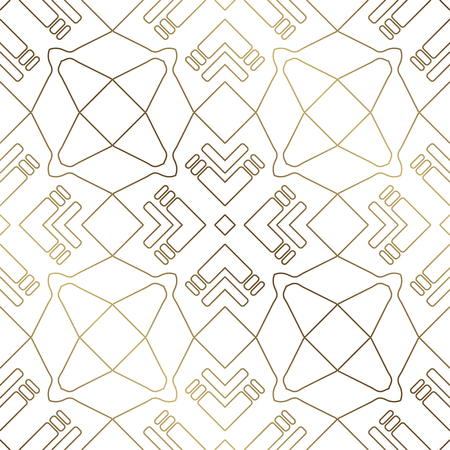 Art Deco Pattern. Seamless golden background. Minimalistic geometric design. Vector line design. 1920-30s motifs. Luxury vintage illustrationのイラスト素材