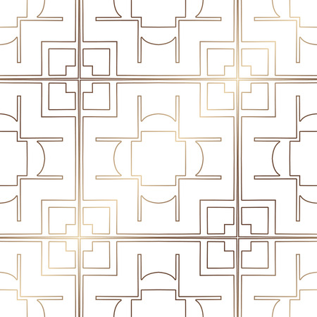 Art Deco Pattern. Seamless golden background. Minimalistic geometric design. Vector line design. 1920-30s motifs. Luxury vintage illustrationのイラスト素材