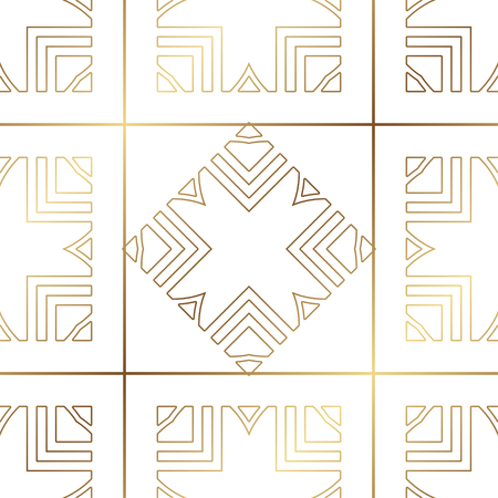 Art Deco Pattern. Seamless golden background. Minimalistic geometric design. Vector line design. 1920-30s motifs. Luxury vintage illustrationのイラスト素材