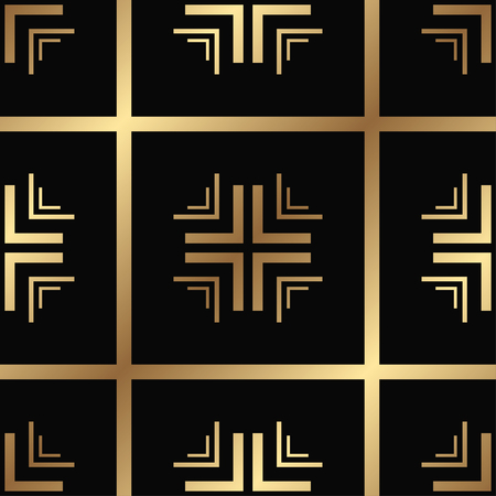 Vector modern tiles pattern. Abstract art deco seamless golden backgroundのイラスト素材