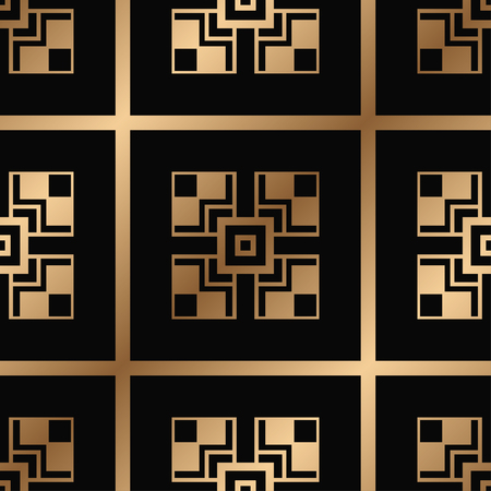 Vector modern tiles pattern. Abstract art deco seamless golden backgroundのイラスト素材