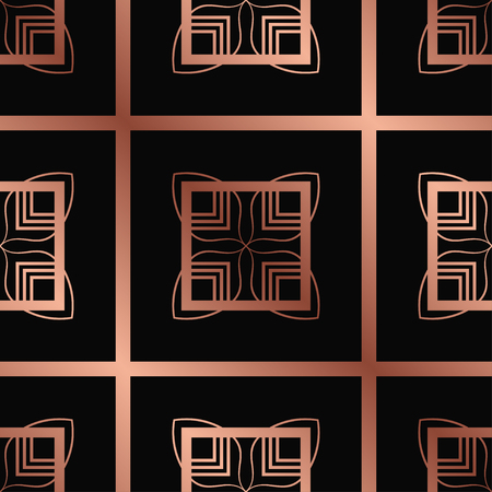 Vector modern tiles pattern. Abstract art deco seamless golden backgroundのイラスト素材
