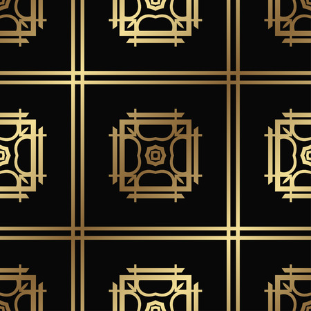 Vector modern tiles pattern. Abstract art deco seamless golden backgroundのイラスト素材