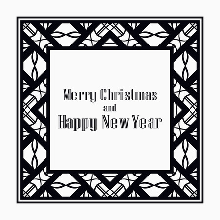 Art deco border and frame. Merry Christmas and Happy New Year greeting card. 2019 year. Creative template in style of 1920s for your design. Vector illustration. EPS 10のイラスト素材