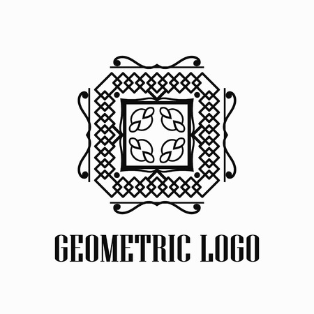 Art deco monochrome luxury antique hipster minimal geometric vintage linear vector logo, badge design for club, bar, cafe, restaurant, hotel, boutiqueのイラスト素材