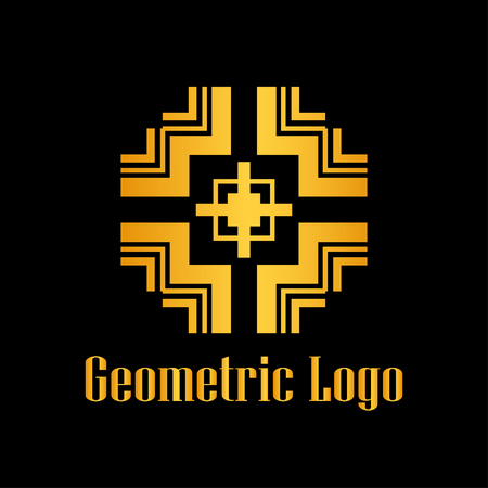 Art deco golden luxury antique hipster minimal geometric vintage linear vector logo, badge design for club, bar, cafe, restaurant, hotel, boutiqueのイラスト素材